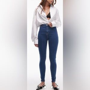 Topshop High Rise Joni Jeans Dark Blue